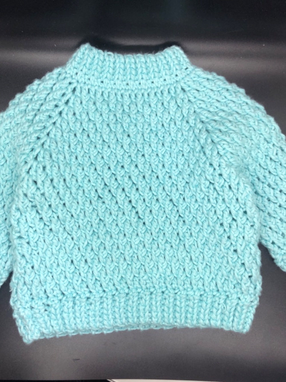Crochet Baby Sweater 6-12 Mths | Handmade Alpine Stitch Pullover | Jumper | Aqua